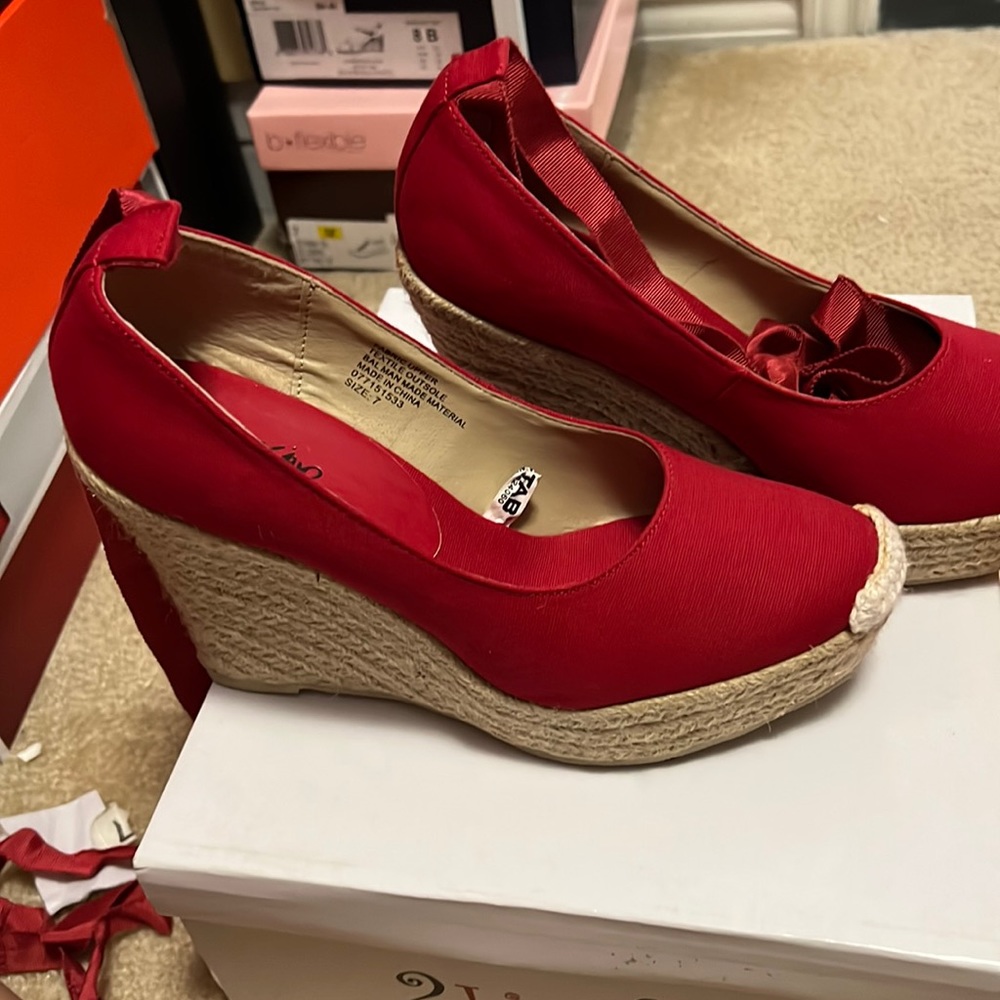 Brand new red wedges no tags or box